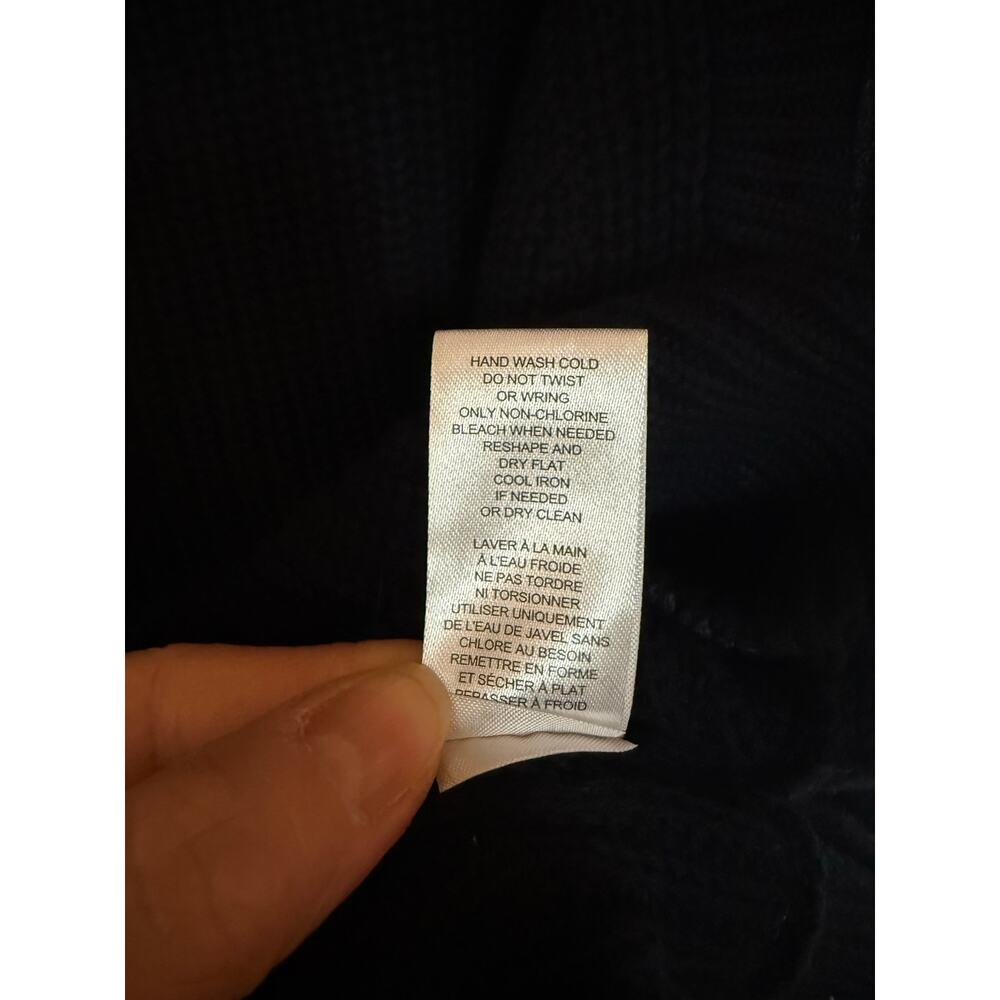 Industry Navy Knit Sweater with Embroidered Lace Puff Sleeves – Size L - Picture 5 of 5